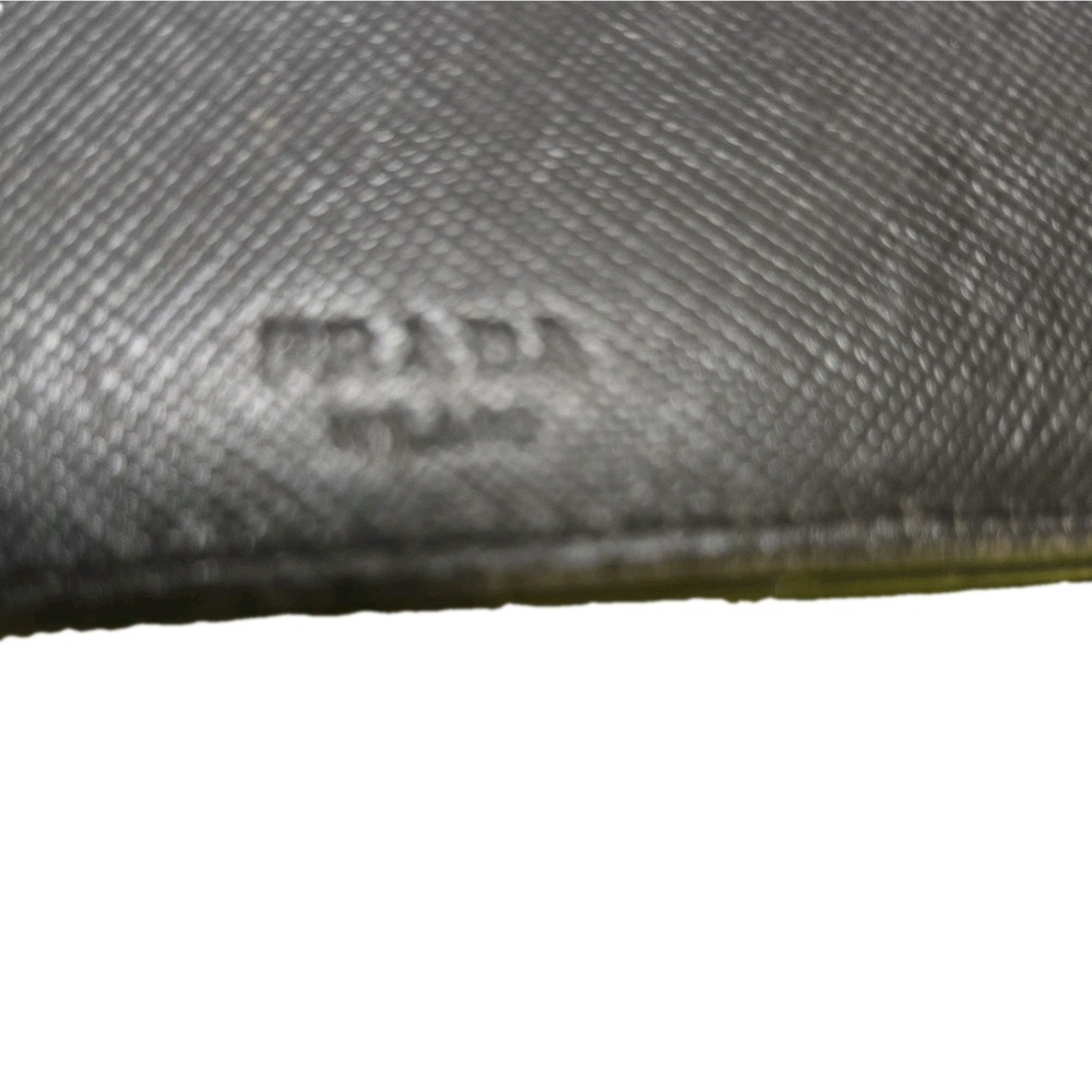 Prada Saffiano Leather Bifold Zip Coin Wallet Brown Triangle Logo Made Italy - Picture 14 of 16